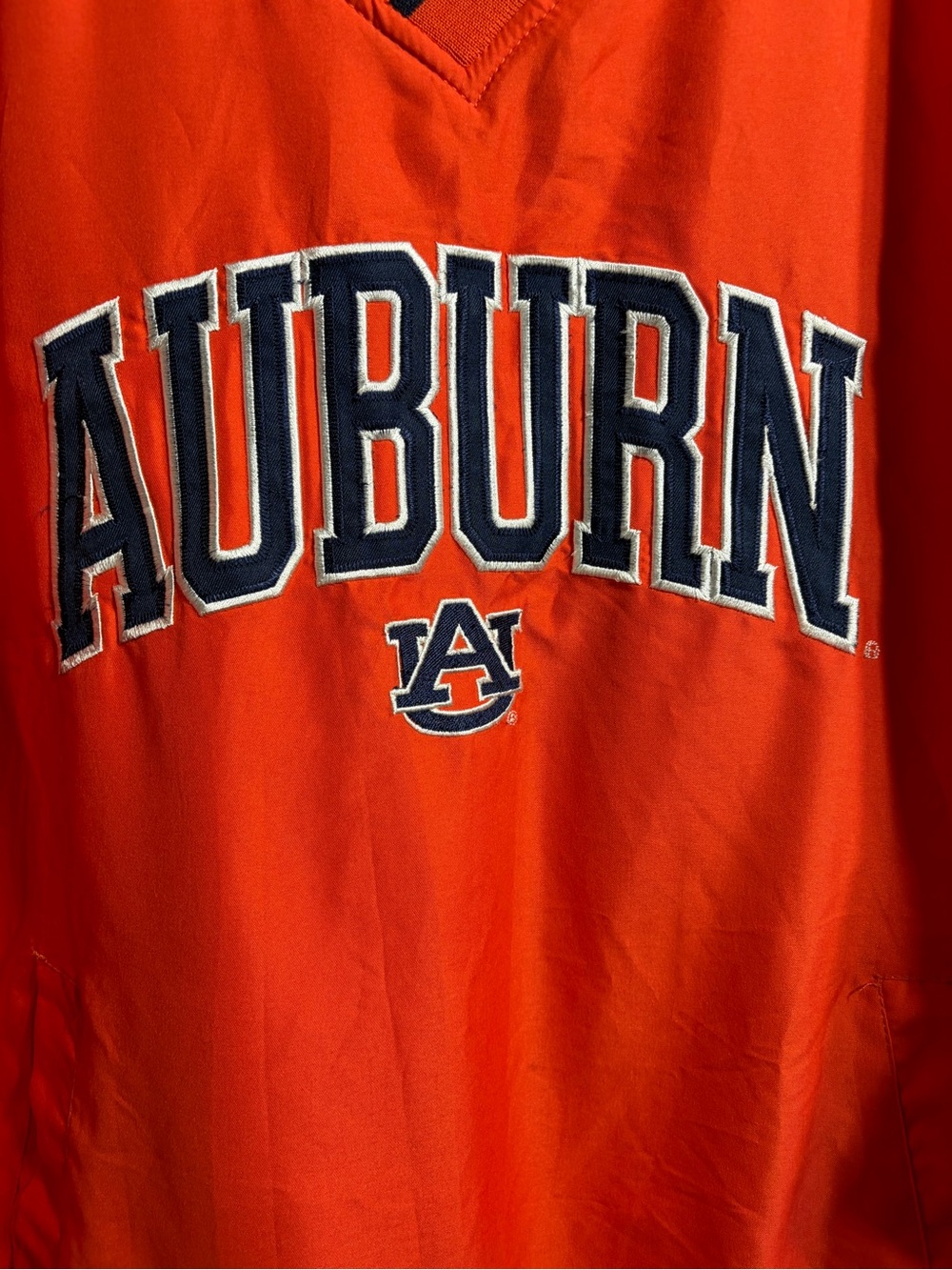 Vintage Auburn Tigers NCAA Pullover Windbreaker Jacket Orange Navy Size M - Picture 3 of 4